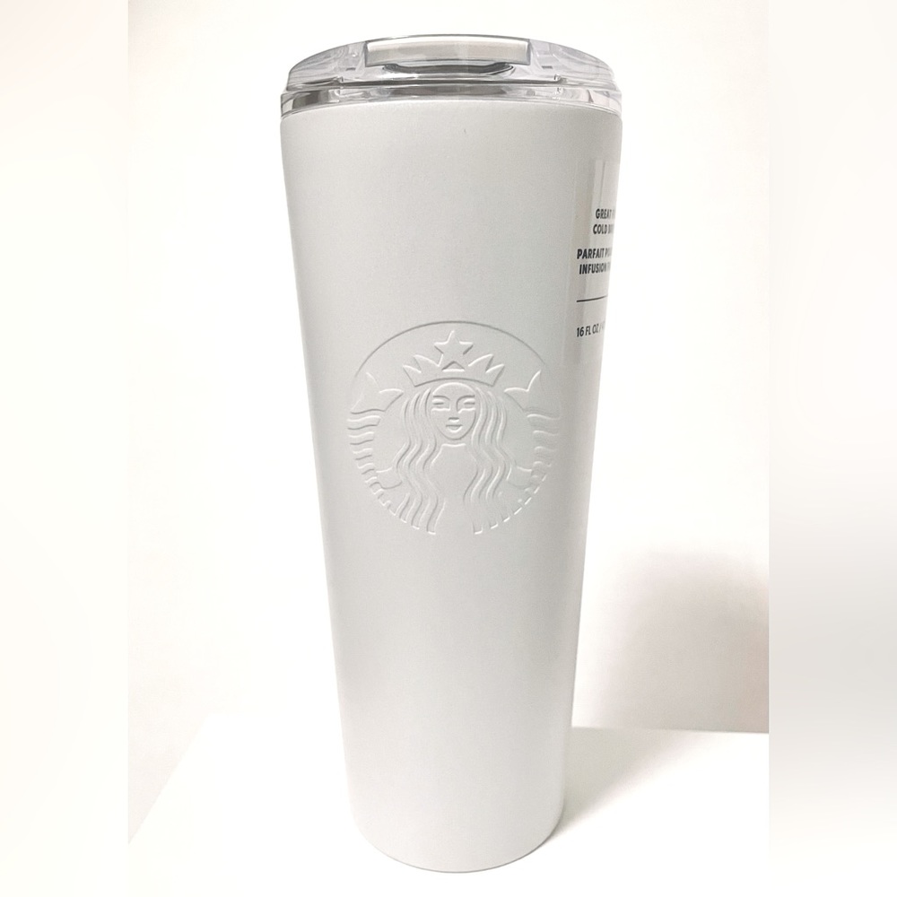 NWT STARBUCKS Limited Edition White Iridescent Pearlescent Travel Tumbler 16 oz.